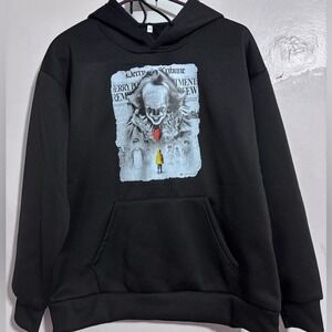 IT Movie Pennywise Graphic Hoodie Scary Clown Black Medium